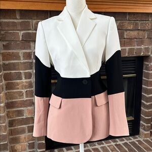 NWOT The Fold Clever Crepe Knighton Jacket Light Fawn Multicolour Blazer US2 UK6